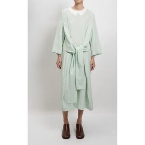 HENRIK VIBSKOV 3D Dress Green‎ White Striped A-Line Flat Collar Oversized Size S